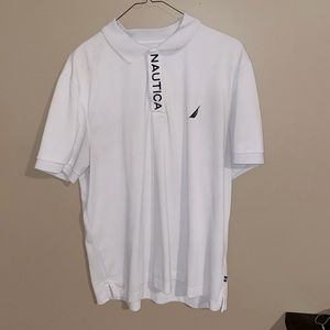 Men’s white Nautica polo. Blue embroidery